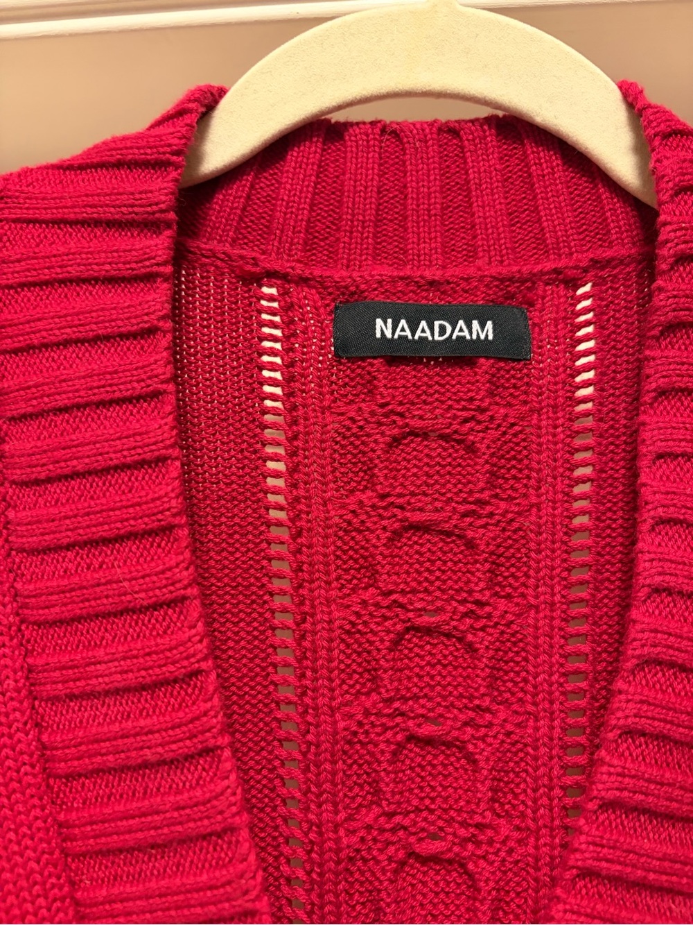 NAADAM Sangria Cable Knit Cardigan Sweater